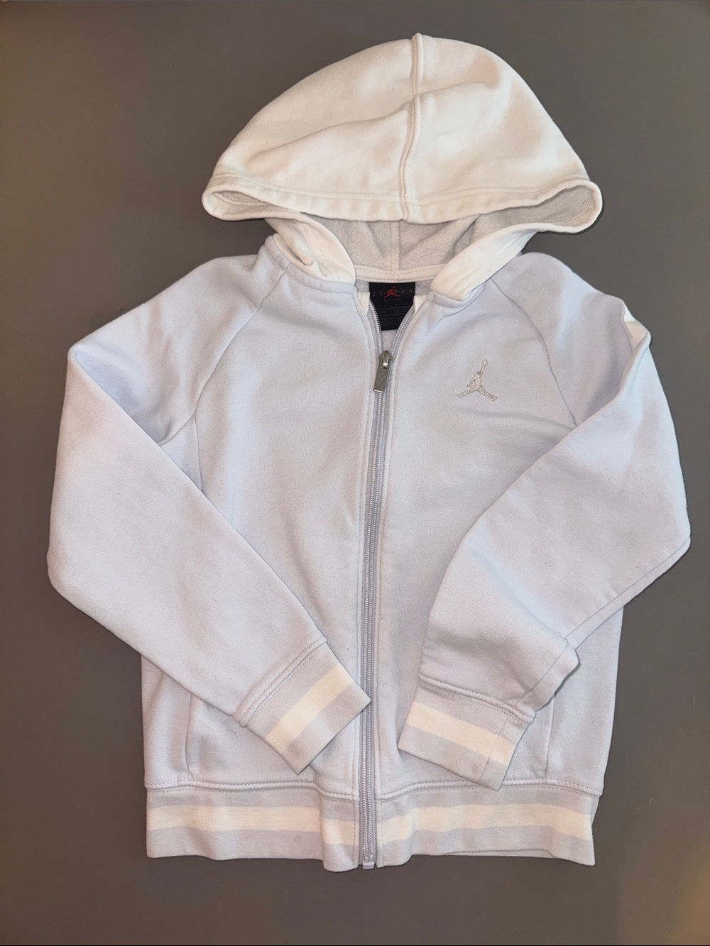 Jordan Light Blue and White Zip Hoodie for Kids Size Small 4-5 years